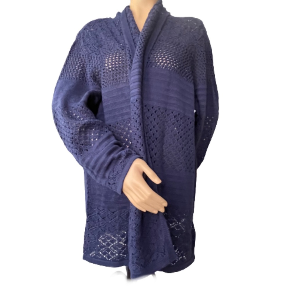 Navy blue crochet knit cardigan sweater size 20
